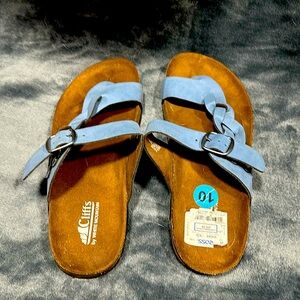 Chiefs by White Mountain blue suede slip on sandals size 10